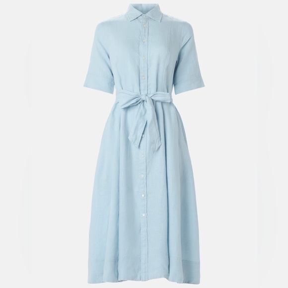 Belted Linen A-Line Shirtdress Midi Polo Ralph Lauren - Picture 8 of 16